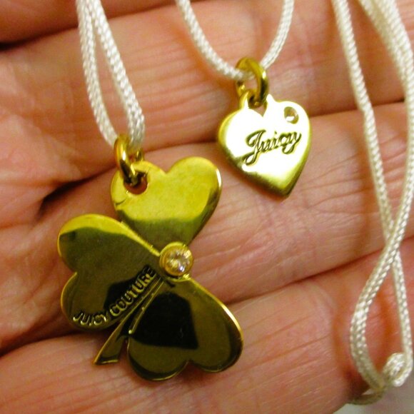 JUICY COUTURE Shamrock Heart Charm Necklaces~ NOS Juicy Couture BFF Necklaces - Picture 5 of 14